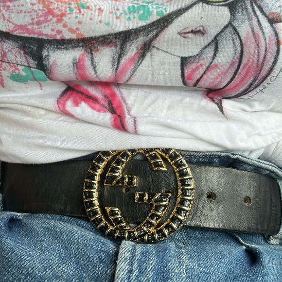 GUCCI GG MONOGRAM GOLD & BLACK BUCKLE - Picture 5 of 6